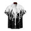 Contrast Octopus Galaxy Print V Neck Spaghetti Strap Mini Dress And Short Sleeve Shirt Matching Outfit - Noir S | US 4