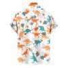 Dinosaur Palm Tree Print Hawaii Vacation V Neck Mini Dress And Short Sleeve Shirt Matching Outfit - Orange S | US 4