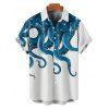 Contrast Octopus Print V Neck Spaghetti Strap Mini Dress And Short Sleeve Shirt Matching Outfit - Blanc S | US 4