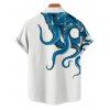 Contrast Octopus Print V Neck Spaghetti Strap Mini Dress And Short Sleeve Shirt Matching Outfit - Blanc S | US 4