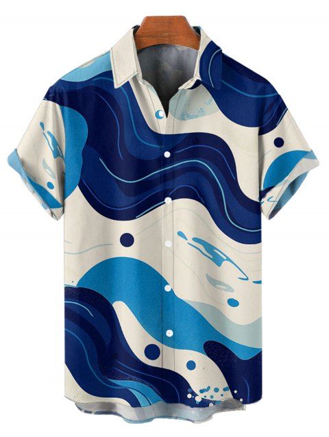 Chemise de Vacances Boutonnée Eau Imprimée Partout à Manches Courtes