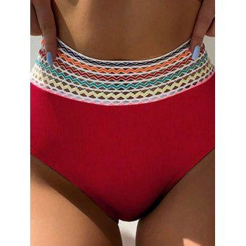 Cut Out Rainbow Zigzag Straps Bikini Swimsuit Padded High Waist Two Piece Bikini Swimwear