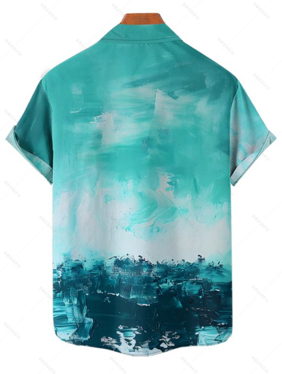 Chemise de Plage de Vacances Palmier Imprimé à Manches Courtes - Vert clair M