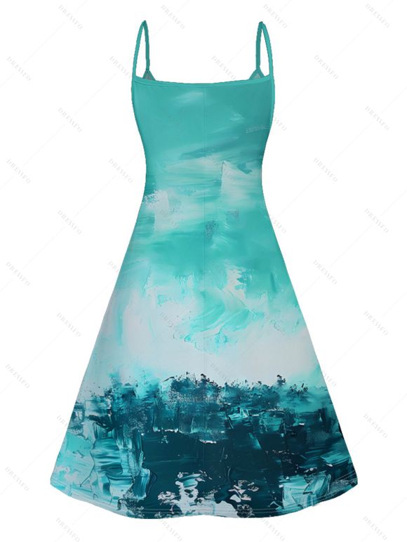 Mini Robe Arbre de Vacances Ligne A Palmier Imprimée à Bretelle Fine - Vert clair XL | US 12