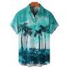 Chemise de Plage de Vacances Palmier Imprimé à Manches Courtes - Vert clair XL