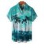 Chemise de Plage de Vacances Palmier Imprimé à Manches Courtes - Vert clair XL