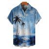 Chemise de Plage de Vacances Arbre Palmier Imprimé Boutonnée à Manches Courtes - Vert clair 4XL