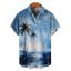 Chemise de Plage de Vacances Arbre Palmier Imprimé Boutonnée à Manches Courtes - Vert clair 5XL