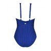 Maillot de Bain Une-Pièce Texturé Rembourré à Col Plongeant Couleur Unie - Bleu profond M | US 6