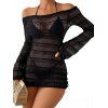 Mini Robe Cache-Maillot de Plage Plissée à Zigzag - Noir XL | US 10