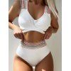 Maillot de Bain Bikini Zigzag Découpé Arc-en-ciel à Taille Haute Deux Pièces - Blanc XL | US 10