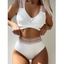 Maillot de Bain Bikini Zigzag Découpé Arc-en-ciel à Taille Haute Deux Pièces - Blanc S | US 4