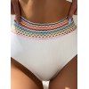 Maillot de Bain Bikini Zigzag Découpé Arc-en-ciel à Taille Haute Deux Pièces - Blanc XL | US 10