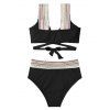 Maillot de Bain Bikini Zigzag Découpé Arc-en-ciel à Taille Haute Deux Pièces - Noir XL | US 10