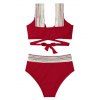 Maillot de Bain Bikini Zigzag Découpé Arc-en-ciel à Taille Haute Deux Pièces - Rouge XL | US 10