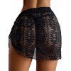 Jupe Cache Maillot de Plage Transparente en Maille Motif de Feuille - Noir L | US 8