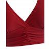 Tummy Control Tankini Swimsuit Vintage Swimwear Polka Dot Ruched Crisscross Summer Beach Bathing Suit - DEEP RED 2XL