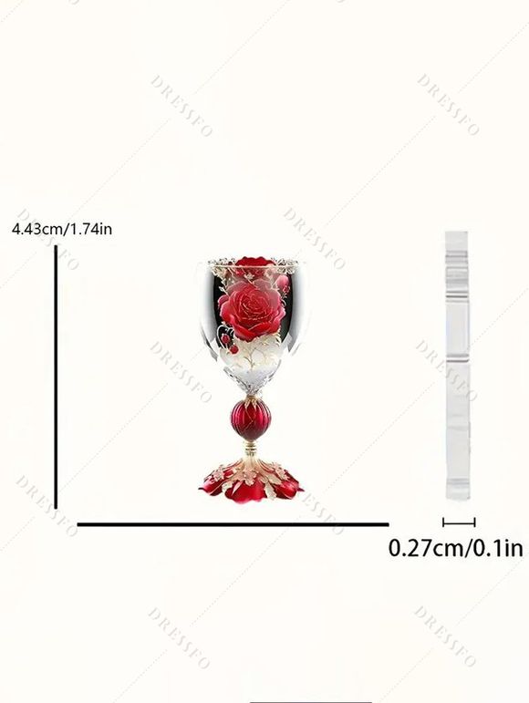 Boucles D'Oreilles en Verre de Vin Motif Rose pour la Saint-Valentin - Rouge 