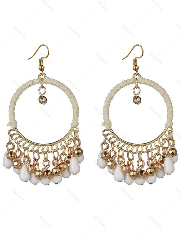 Boucles D'Oreilles Vintage Ethnique Rondes Goutte D'Eau à Frange - multicolor A 