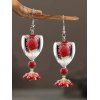 Boucles D'Oreilles en Verre de Vin Motif Rose pour la Saint-Valentin - Rouge 