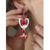 Boucles D'Oreilles en Verre de Vin Motif Rose pour la Saint-Valentin - Rouge 