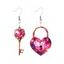 Boucles D'Oreilles Romantiques en Acrylique Motif Cœur et Clef pour la Saint-Valentin - Rouge 