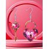 Boucles D'Oreilles Romantiques en Acrylique Motif Cœur et Clef pour la Saint-Valentin - Rouge 