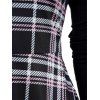 Plaid Print Off the Shoulder Dress and Chunky Heel Faux Leather Boots Lace Up Ribbed Belt Outfit - Noir S | US 4