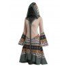 Elk Snowflake Tribal Pattern Knit High Low Hooded Dress and Over The Knee Boots Minimalist Tree Design Earrings Outfit - Vert profond S | US 4