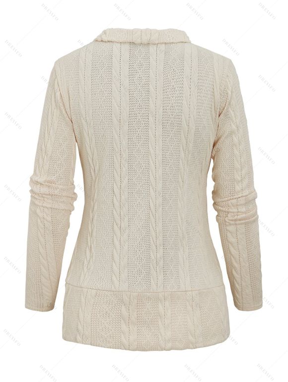 Plaid Print Cable Knit Top and Lace Up Flare Jeans Thick-Soled Slippers Heart Rose Rivet Earrings Outfit - Beige S | US 4