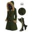 Cable Knit Plaid Faux Fur Panel Hooded Coat and Over The Knee Boots Minimalist Tree Earrings Outfit - Vert profond S | US 4