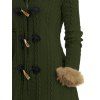 Cable Knit Plaid Faux Fur Panel Hooded Coat and Over The Knee Boots Minimalist Tree Earrings Outfit - Vert profond S | US 4