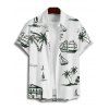 Chemise de Vacances Décontractée Arbre de Noix de Coco Imprimé à Manches Courtes - Blanc S