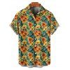 Chemise de Vacances Décontractée Fleurie Imprimée Boutonnée à Manches Courtes - Orange S