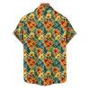 Chemise de Vacances Décontractée Fleurie Imprimée Boutonnée à Manches Courtes - Orange 4XL