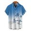 Chemise de Vacances Décontractée Boutonnée Cocotier Imprimé à Manches Courtes - Bleu clair 4XL