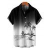 Chemise de Vacances Décontractée Boutonnée Cocotier Imprimé à Manches Courtes - Noir S