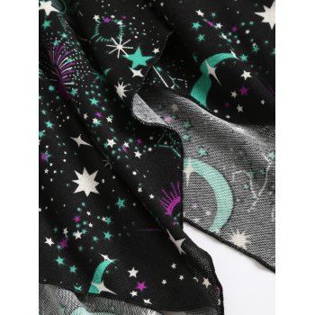 Galaxy Sun Star Moon O Ring Lace Up Handkerchief Hem Summer Tank Top
