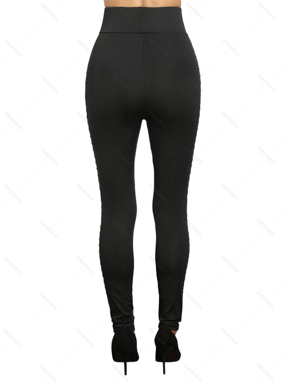 Music Festival Printed T-Shirt Two-Piece and Solid Color Slim Fit Pants Necklace Women's Set - Blanc S | US 4