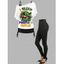Mask Gothic Print T-shirt And Cinched Top Set and Solid Color Buckle Grommet Pants Outfit - WHITE S | US 4