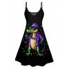 Crocodile Goth Rock Restival Print V Neck Spaghetti Strap Mini Dress And Short Sleeve Shirt Matching Outfit - Noir S | US 4