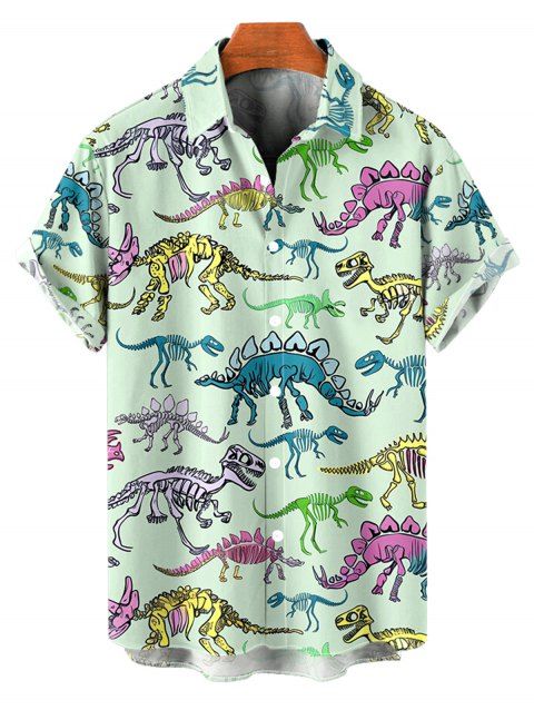 Chemise de Vacances Dinosaure Mignon Squelette Cactus Imprimés à Manches Courtes
