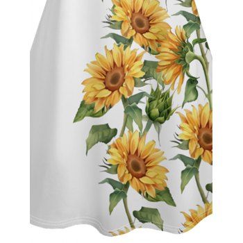 Hawaiian Vacation sunflower Pattern Print Dress V Neck Spaghetti Straps A Line  Dresses