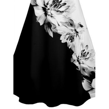 Hawaiian Vacation Color Blocking Flower Pattern Print Dress V Neck Spaghetti Straps A Line  Dresses 
