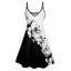 Hawaiian Vacation Color Blocking Flower Pattern Print Dress V Neck Spaghetti Straps A Line  Dresses - MIDNIGHT BLUE XXXXXL | US 20