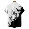 Hawaiian Vacation Color Clash Flower Pattern Printed Dress and Rolled Sleeve  Shirt Couple's Set - Noir S | US 4