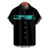 Hawaii Palm Tree Print Vacation Spaghetti Strap V Neck A Mini Dress And Short Sleeve Shirt Matching Outfit - Noir S | US 4