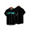 Hawaii Palm Tree Print Vacation Spaghetti Strap V Neck A Mini Dress And Short Sleeve Shirt Matching Outfit - Noir S | US 4