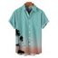 Chemise de Vacances Ombre Palmier Imprimé Boutonnée à Manches Courtes - Vert clair 4XL