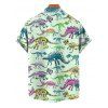 Chemise de Vacances Dinosaure Mignon Squelette Cactus Imprimés à Manches Courtes - Vert clair 4XL